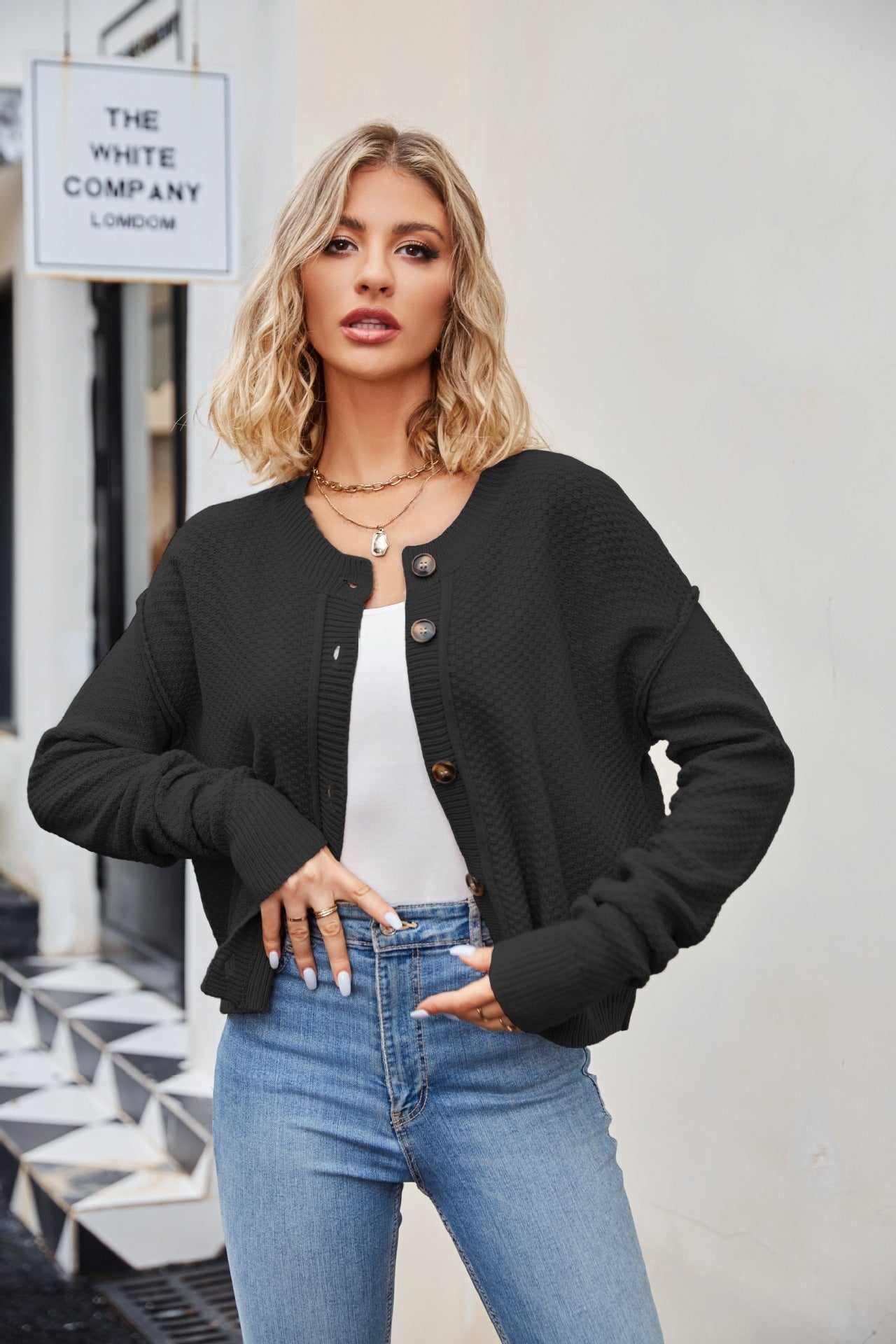 Single Button Commuter Knitted Cardigan