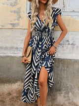 Ruffled Cap Sleeve Midi Dress