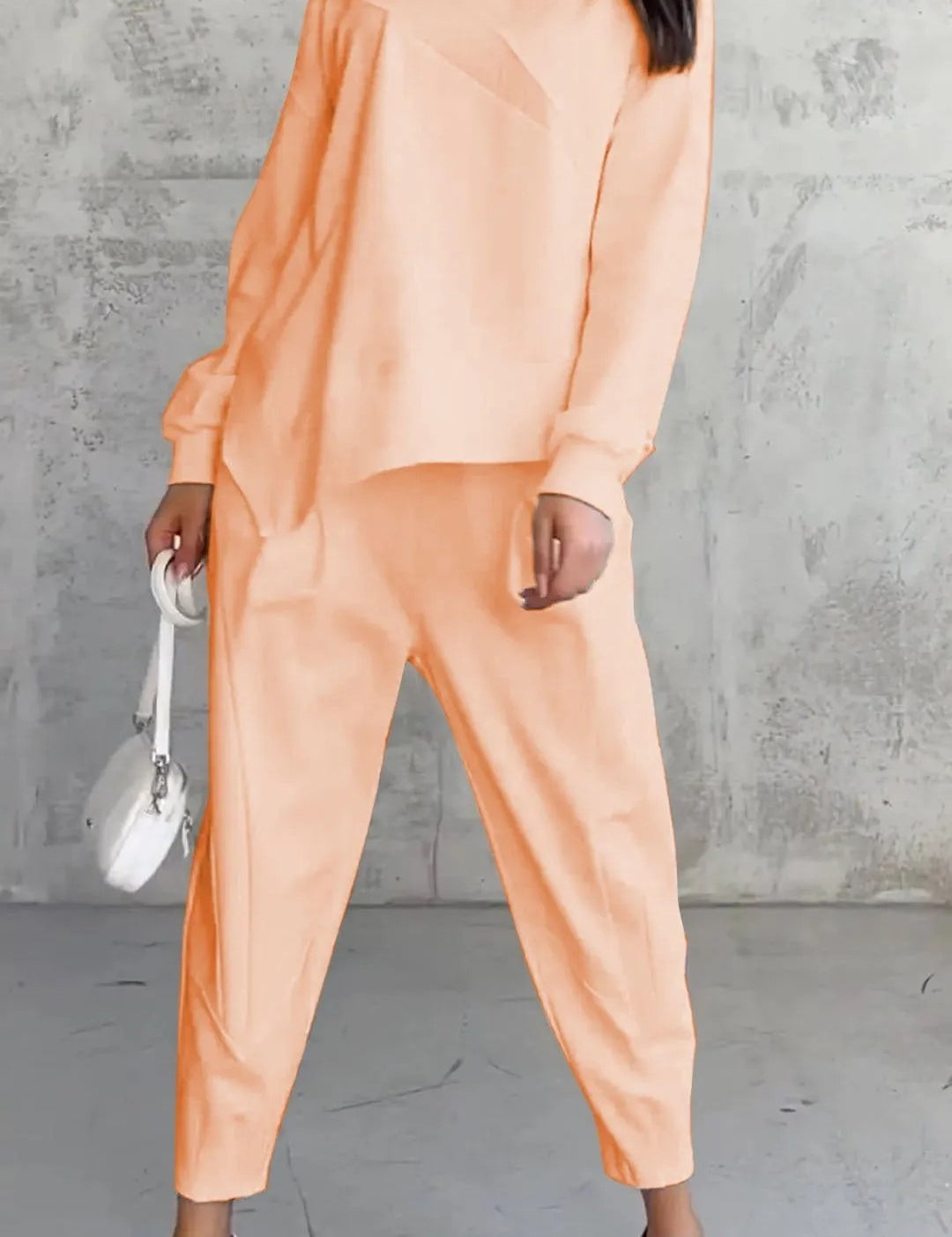 Round Neck Loose And Irregular Long-sleeve Sweater Set