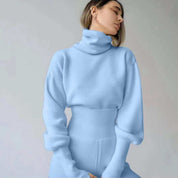 Loose Turtle Neck Two-piece Sweater Set