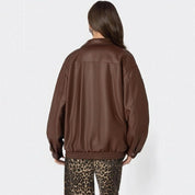 Leather Jacket Loose Long Sleeve Lapel Motorcycle Jacket