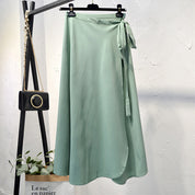 Lace-up high-waist chiffon one-piece skirt