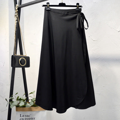 Lace-up high-waist chiffon one-piece skirt