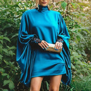 High Neck Lantern Sleeve Dress