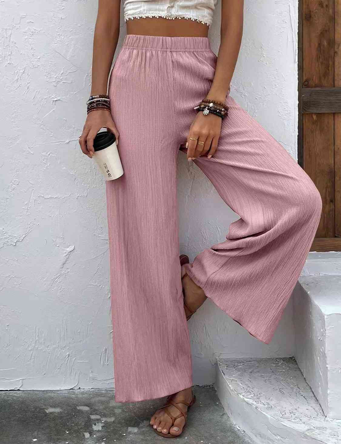 Full Size High Waist Wide Leg Pants