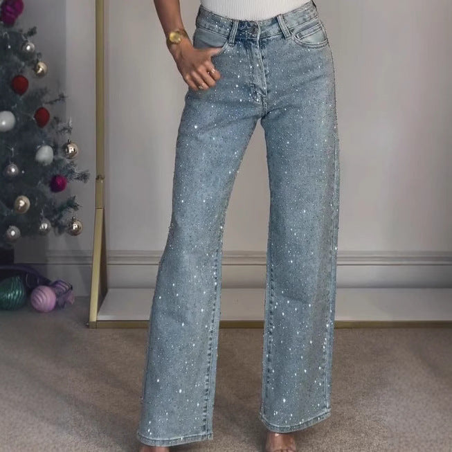 Jeweled Straight Street Jeans