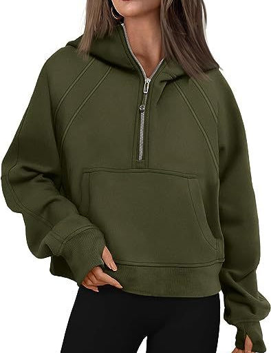 Zipper Hoodies Sweatshirts With Pocket Loose Sport Tops Long Sleeve Pullover Sweaters Winter Fall Outfits Women Clothing