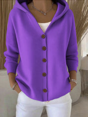 Button Hooded Sweater