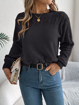 Hollow Out Eyelet Long Sleeve Sweater
