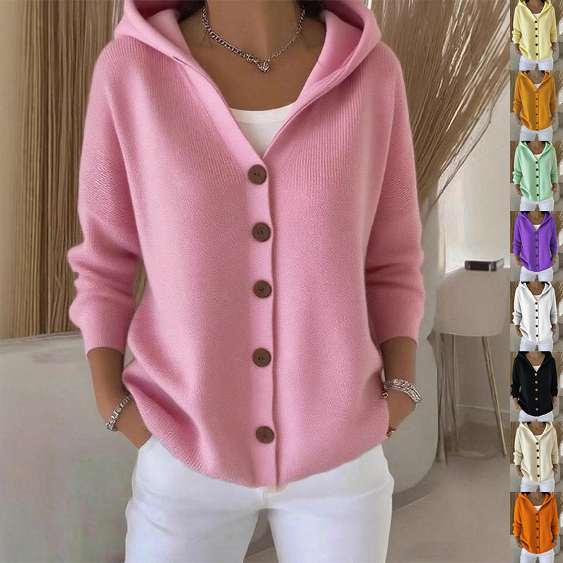 Button Hooded Sweater