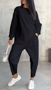 Round Neck Loose And Irregular Long-sleeve Sweater Set