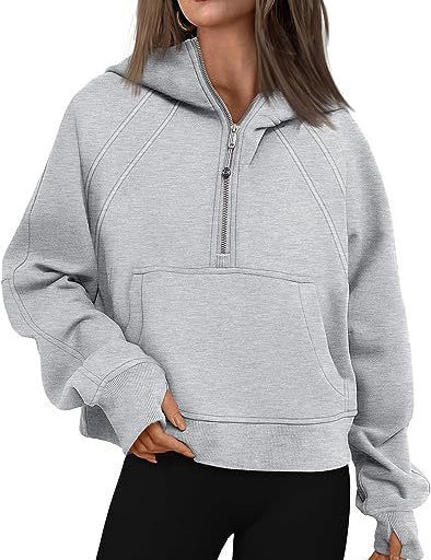 Zipper Hoodies Sweatshirts With Pocket Loose Sport Tops Long Sleeve Pullover Sweaters Winter Fall Outfits Women Clothing