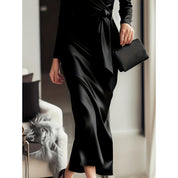 Elegant Burgundy Satin Midi Dress With Belted Waist