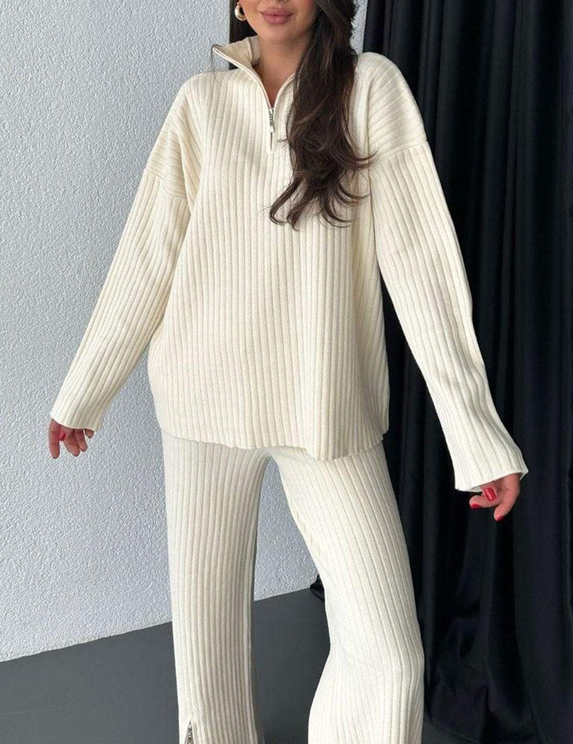 High Neck Ribbed Two-piece Set