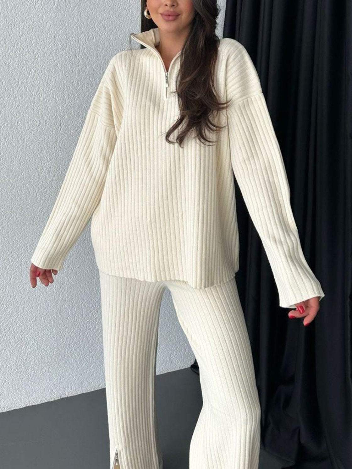High Neck Ribbed Two-piece Set