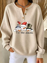 Full Size Christmas Themed Snowman Graphic Ribbed Henley Sweatshirt Plus Size