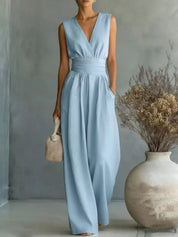 Full Size Sleeveless Wide Leg Jumpsuit Plus Size