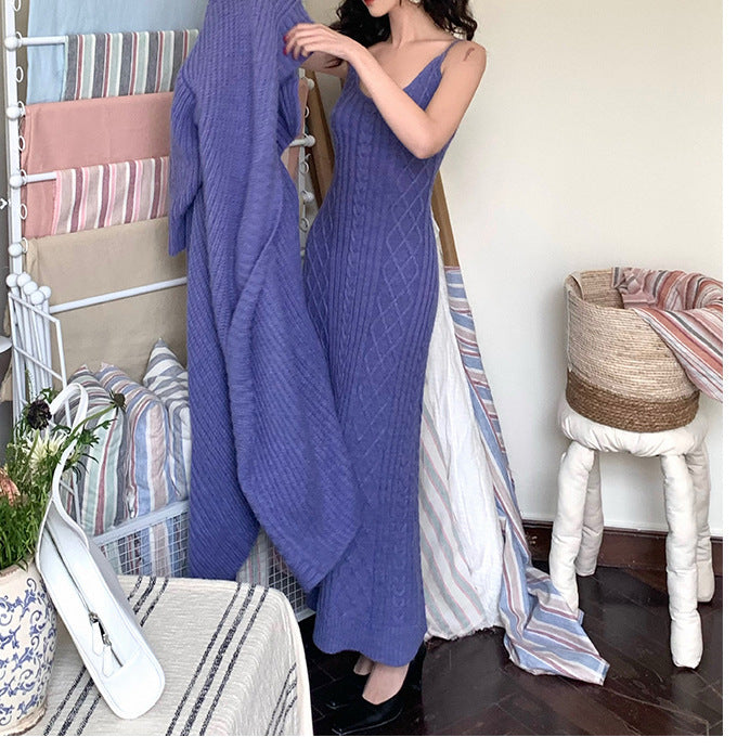Knitted Cardigan With Round Neck Dress