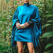 High Neck Lantern Sleeve Dress