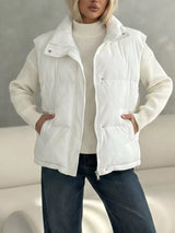 Snap-Button Placket Quilted Puffer Vest Coat