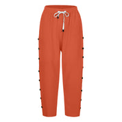 Casual Patchwork Button Cropped Pants For Women