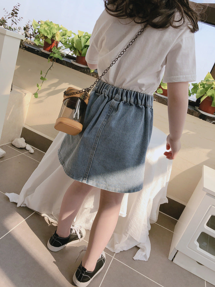 Colorful Buttoned Denim Skirt