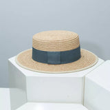 Straw Boater Hat with Contrast Band