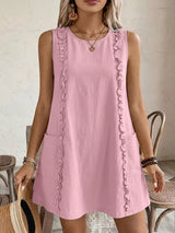 Frill Sleeveless Round Neck Dress