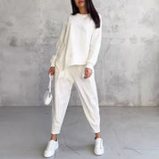 Round Neck Loose And Irregular Long-sleeve Sweater Set