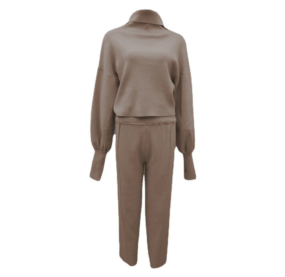 Loose Turtle Neck Two-piece Sweater Set