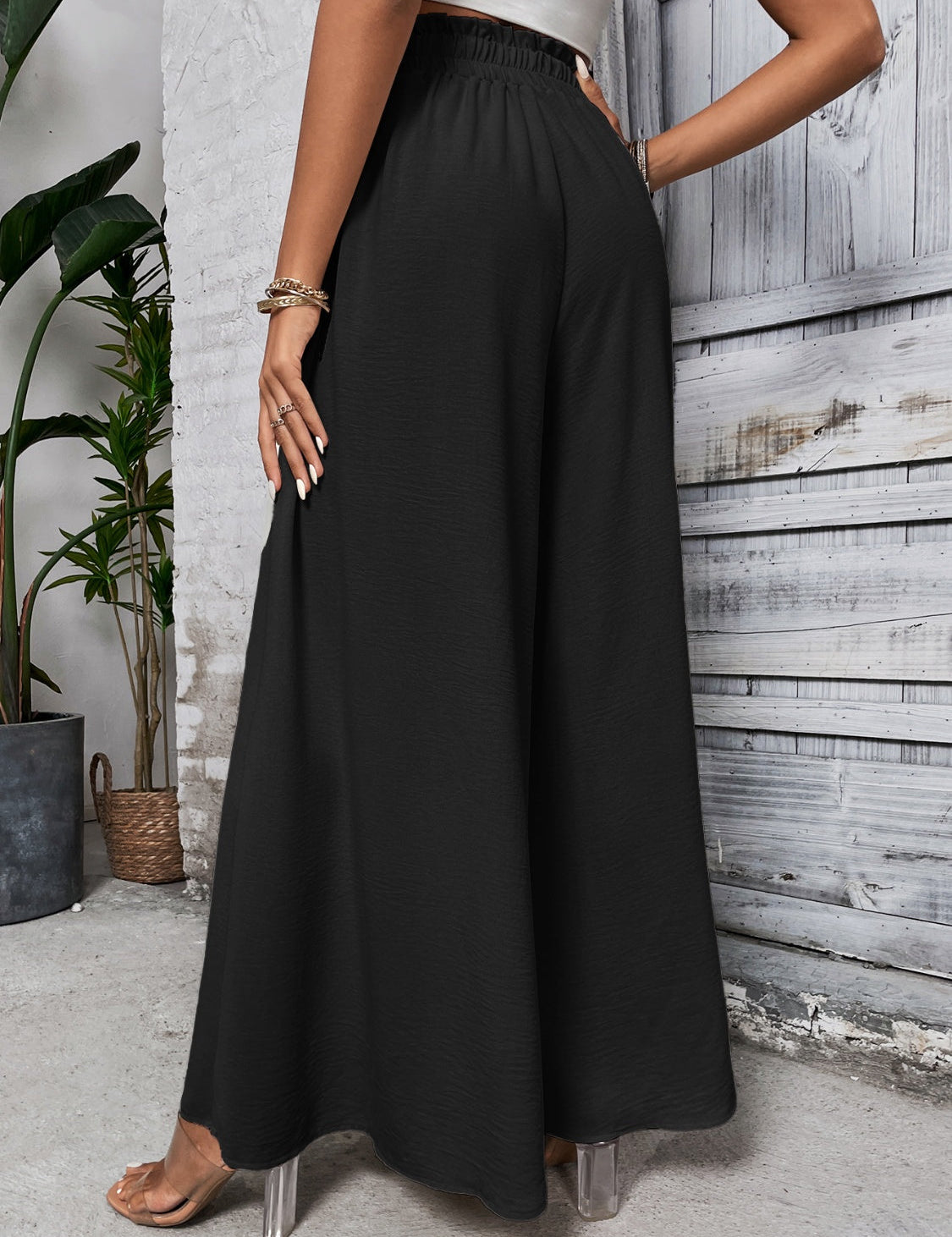 Tied High Waist Wide Leg Pants