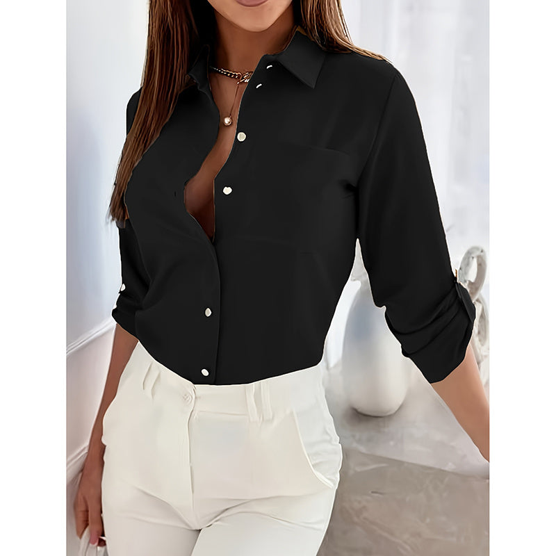 Button Down V Neck