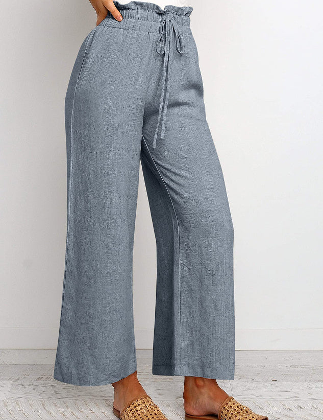 Lace-up Wide Leg Pants