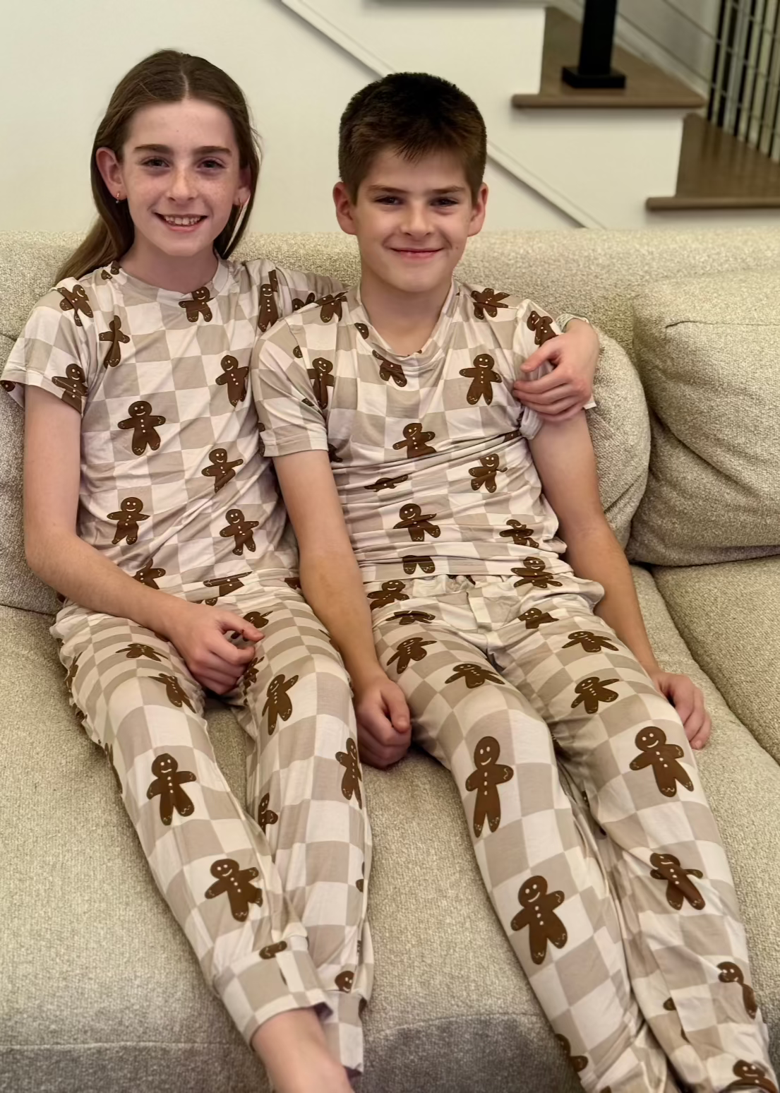 Bamboo Youth Christmas Pajamas | Matching Family Holiday Set - Gingerbread