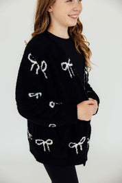 Black/Coconut Bow Cozy Cardigan