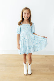 Blueberry Kisses Smocked Ruffle Dress