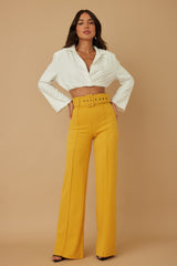High Waist Pants With Buckle Belt