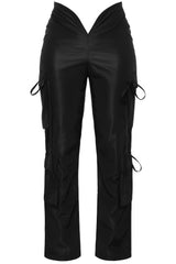 V Cut Cargo Pants Black