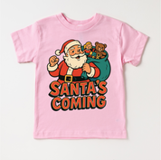Santa Is Coming Kids Christmas Shirt