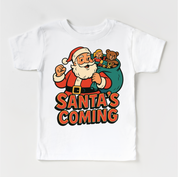 Santa Is Coming Kids Christmas Shirt