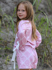 Mommy & me Autumn Check Bow Girls Lapel Pajamas