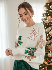 Sequins bow sweater