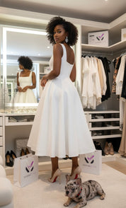 A-Line Silhouette Midi Sleeveless Dress