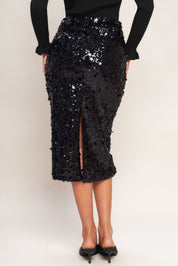 MIDNIGHT SPARK SEQUIN MIDI SKIRT