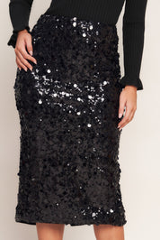 MIDNIGHT SPARK SEQUIN MIDI SKIRT