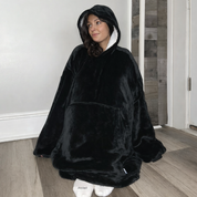 black Wearable Sherpa Blanket Hoodie oversize for Kids & Adults | OLM Toys