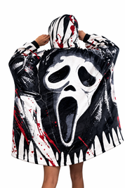Ghost Face Horror Wearable Blanket Hoodie for Kids & Adults