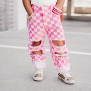 Pink checkered children’s jeans