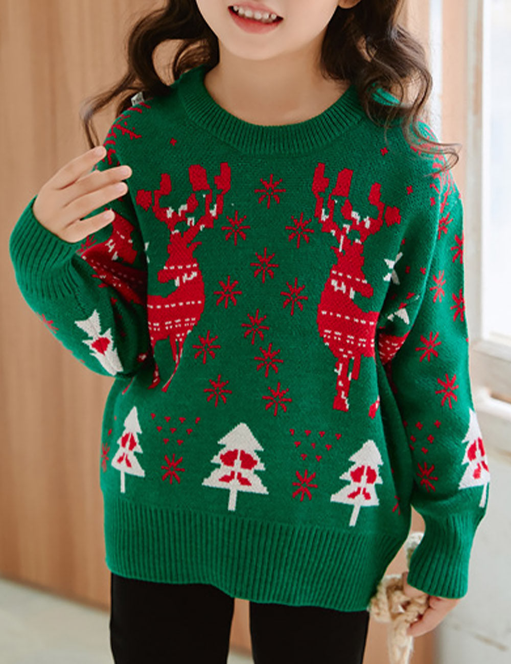 Kids Reindeer Jacquard Christmas Holiday Sweater | NCS