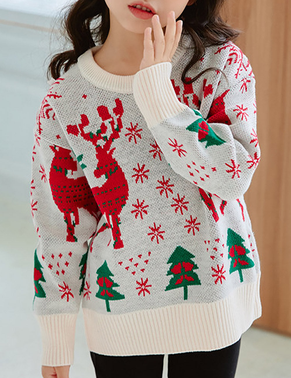 Kids Reindeer Jacquard Christmas Holiday Sweater | NCS